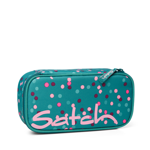 Satch by Ergobag Stort Box penalhus - Happy Confetti / Turkis med lyserøde prikker